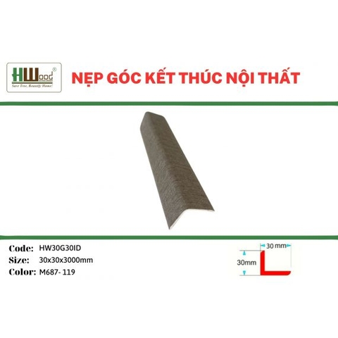 HW30G30ID M687-119 30x30x3000 Nẹp góc kết thúc V