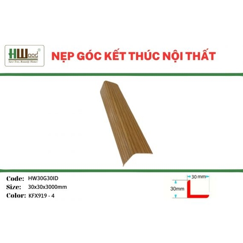 HW30G30ID KFX919-4 30x30x3000 Nẹp góc kết thúc V