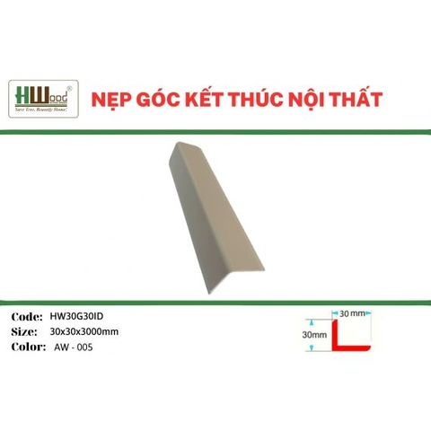 HW30G30ID AW-005 30x30x3000 Nẹp góc kết thúc V