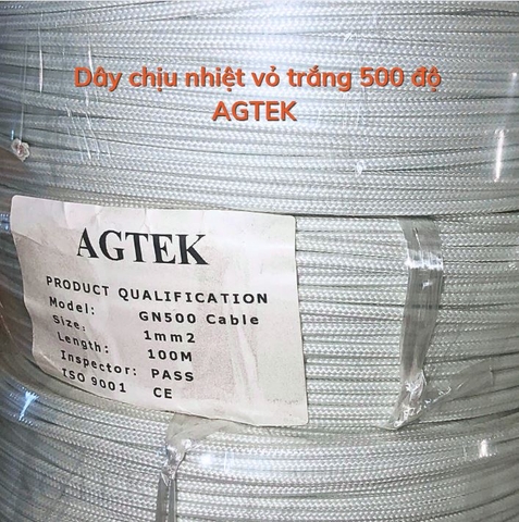 Dây Điện Chịu Nhiệt Vỏ Trắng 1x1 đến 500 độ AGTEK GN500 (100m/c)