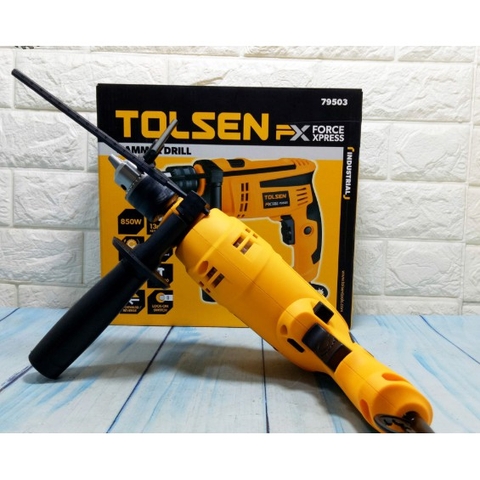 Máy Khoan Cầm Tay Tolsen USA Công Suất 850W Lõi Đồng, Đường Kính Khoan thép 13mm, Khoan Gỗ 25mm, Bảo Hành 12 Tháng, Hàng xuất thị trường Châu Âu