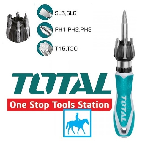 Bộ tua vít đa năng 8 chi tiết TOTAL TACSD30086 chất liệu hợp kim cứng cáp, chịu lực cao