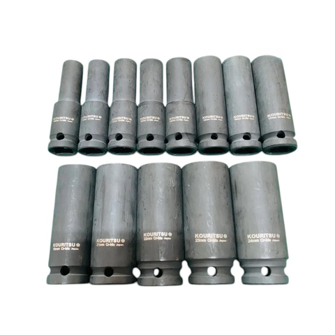 Đầu Khẩu Đen Dài 1/2 Inch KOURITSU Thép Cr-Mo Siêu Cứng - Đầu Tuýp Đen Bắn Súng 1/2 Đủ Cỡ 10-24mm BH 12 Tháng