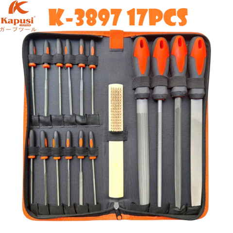 Bộ Dũa Mài Hợp Kim Kapusi 17 Chi Tiết – Thép Cao Cấp, Tay Cầm bọc nhựa TPR kết hợp cao su chống trượt, Bh 12 tháng