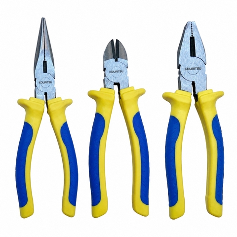 Kìm Điện - Kìm Cắt - Kìm Mỏ Nhọn KOURITSU 8 Inch Lưỡi Thép Hợp Kim Cao Cấp, Cán Bọc Cao Su Chống Trượt, BH 12T