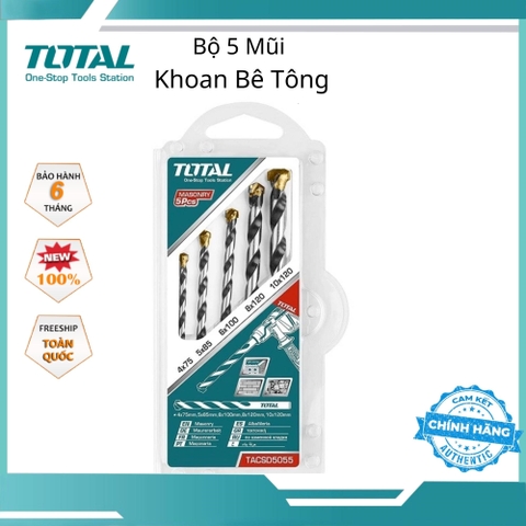 Bộ 5 Mũi Khoan Tường Bê Tông TACSD5055 đủ size, chất lượng cao, đóng gói trong vỉ nhựa