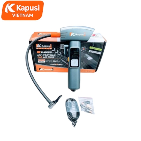 Bơm Điện Tử Cầm Tay KAPUSI K-6226 Pin Lithium Sạc Nhanh 20 Phút - Có Màn Hình LED Tự Ngắt Khi Đủ Áp Suất, BH 12 tháng