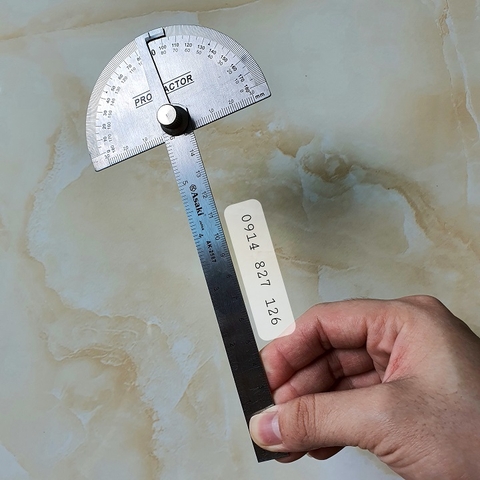 Thước đo góc hãng Asaki 180 độ bằng inox cao cáp, độ chính xác cao