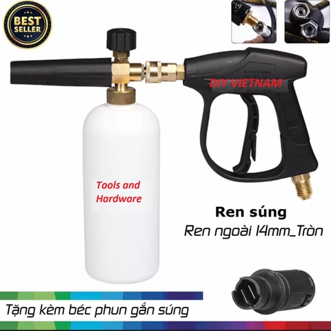 Combo súng xịt rửa xe và bình tạo bọt tuyết cao cấp cho máy rửa xe áp lực cao