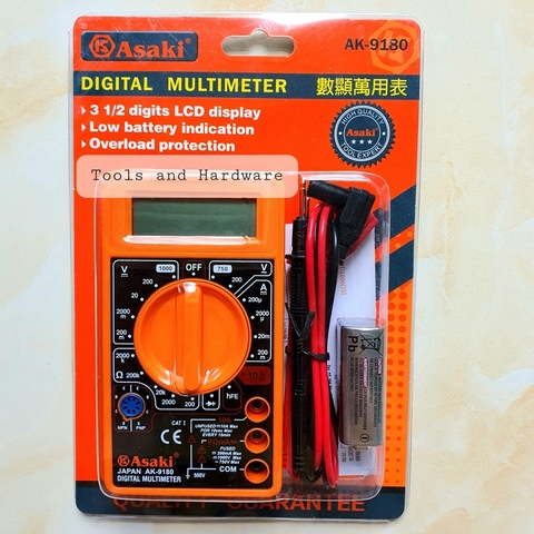 Đồng hồ vạn năng hãng Asaki Nhật Bản AK-9180 dùng đo điện AC, DC có tặng kèm 1 bút thử điện Kapusi