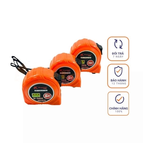 Thước rút, thước cuộn thép KAPUSI (K-2501 -- K-2505), vỏ chống sốc, số sắc nét, 2 chế độ