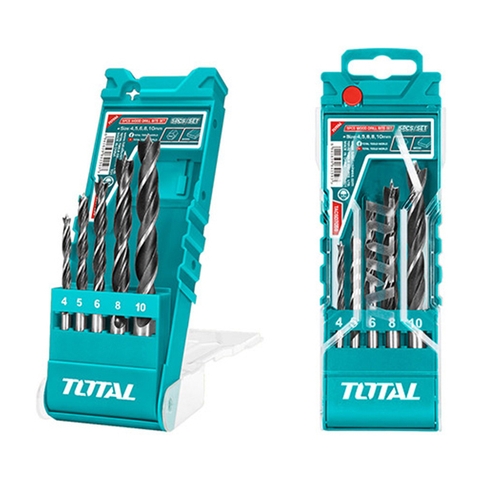 Bộ mũi khoan gỗ 5 chi tiết cỡ từ 4 - 10mm TOTAL TACSD7056, hợp kim cao cấp