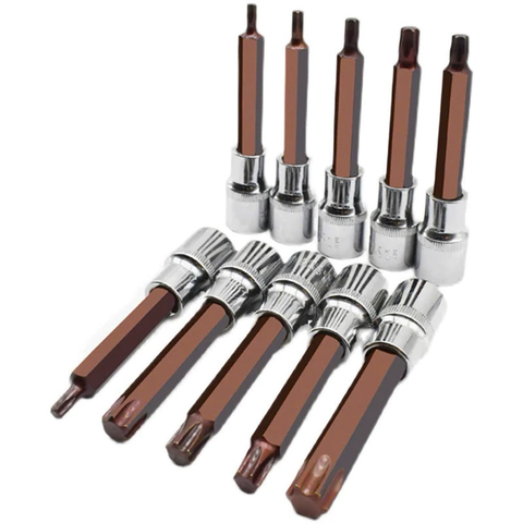 Bộ 10 Đầu Tuýp Torx Kapusi 6 Cạnh Sao 1/2 inch – Dài 100mm – T20 Đến T60 – thép CRV S2 Steel, Bh 12 tháng