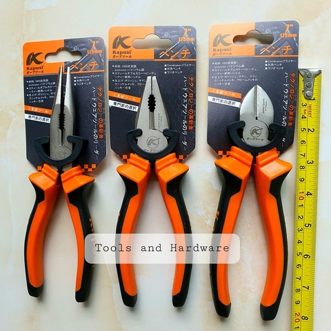 Bộ 3 Kìm cắt - Kìm điện - Kìm nhọn K-8022, K-8025, K-8028 hãng Kapusi cao cấp cỡ 7 inch