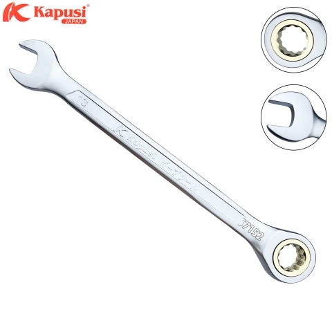 Cờ lê tự động KAPUSI 8-19mm thép CR-V, bánh 72 răng, vòng miệng 360