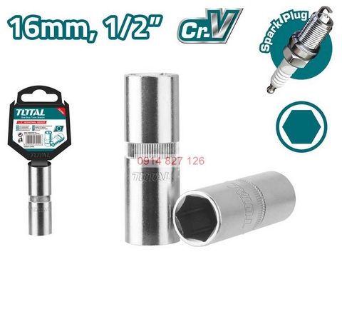 Đầu tuýp lục giác mở bugi xe máy 16mm và 21mm TOTAL THSPS12166 THSPS12216 chất liệu thép CR-V