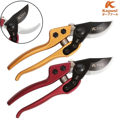 Kéo cắt cành trợ lực Nhật Kapusi K-8618 200mm, thép SK5, HRC 59