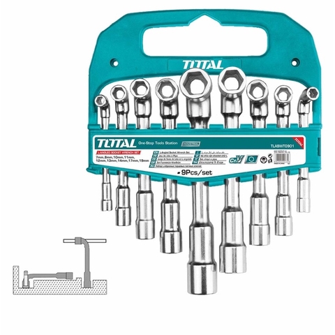 Bộ chìa vặn góc chữ L 9 chi tiết (đồng điếu) Total TLASWT0901 dụng cụ vặn ốc, bu lông