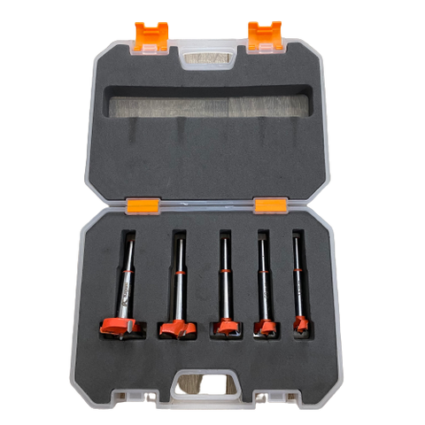 Bộ mũi khoét gỗ KAPUSI 5 chi tiết K-6280, cỡ từ 15-35mm thép carbon cứng và sắc bén