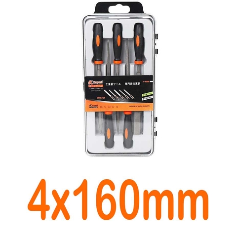 Bộ Dũa 5 Chi Tiết 4x160mm Kapusi K-3899 kim loại, cán bọc nhựa, chiều dài 160mm, Bh 12 tháng