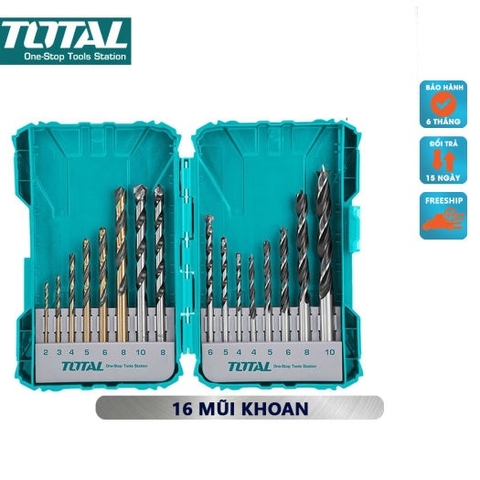 Bộ 16 mũi khoan bê tông/gỗ/sắt thép/siết ốc vít TOTAL TACSDL11601