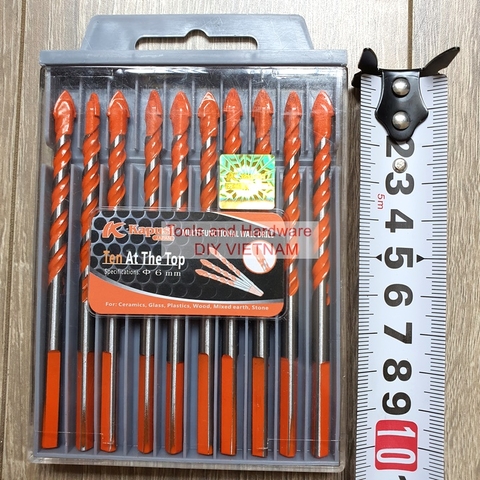 Hộp 10 Mũi khoan đa năng hãng Kapusi phi 6mm, có tem chống hàng giả