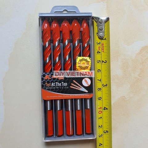 Hộp 5 Mũi khoan đa năng hãng Kapusi Nhật Bản phi 12mm, có tem chống hàng giả, phù hợp nhiều chất liệu như gạch men, ...