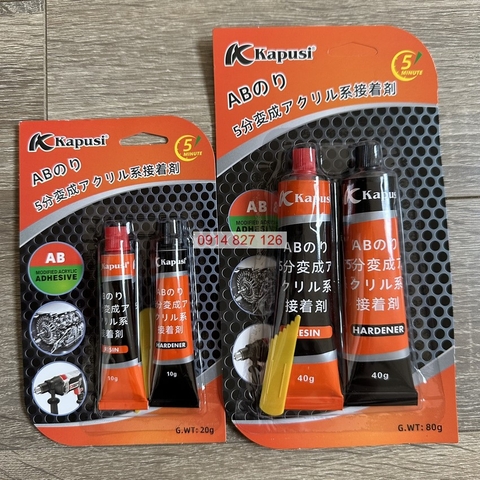 Keo ab 2 thành phần Acrylic hãng KAPUSI hàn nối vá sắt, thép, kim loại, nhựa, gỗ, cao su