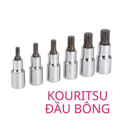 Đầu Tuýp Bông 12 Cánh KOURITSU Thép Cr-V Cứng Cáp - Khắc Chìm Thông Số Đủ Cỡ M5 Đến M14, BH 12 tháng