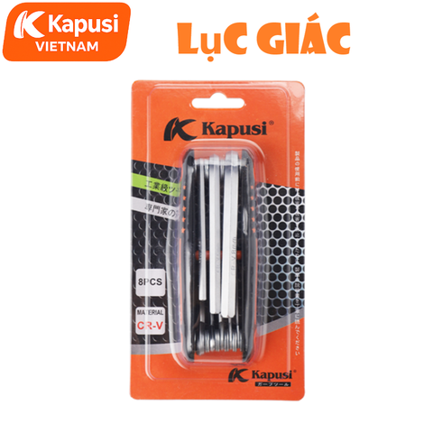 Bộ Lục Giác Xếp Hệ Mét 1.5-8mm Kapusi K-7980 - Dụng Cụ Vặn Lục Giác Đa Năng Thân Bọc Cao Su Chống Trượt Cao Cấp, BH 12T