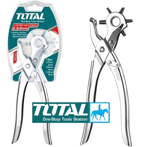 Kìm bấm lỗ TOTAL THT3351 kềm đục lỗ, 0.3kg, hỗ trợ bấm lỗ tròn, lỗ dẹt và lỗ hình oval, bầu dục