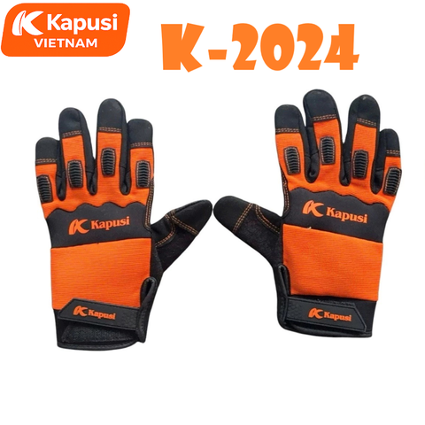 Găng Tay Da Bảo Hộ Hạng Nặng KAPUSI K-2024 Đỏ Đen Chống Cắt Chống Đâm Xuyên Chống Rung Giảm Chấn Cho Thợ Xây Dựng, BH12T