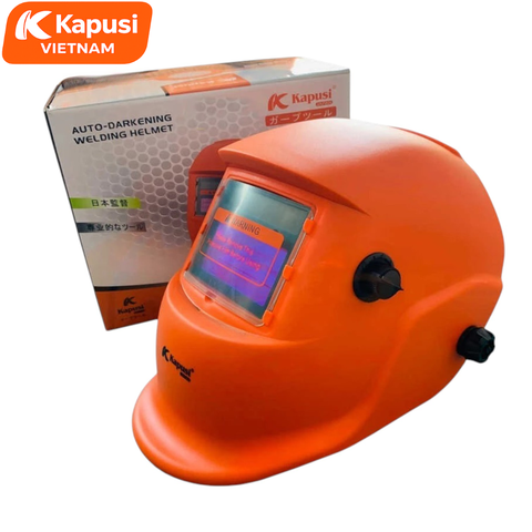Mũ Hàn Điện Tử Tự Động Đổi Màu Kapusi K-2035 Núm Vặn Điều Chỉnh Độ Sáng Tối Bên Ngoài Chống Tia UV Và Tàn Lửa Nhựa HDPE