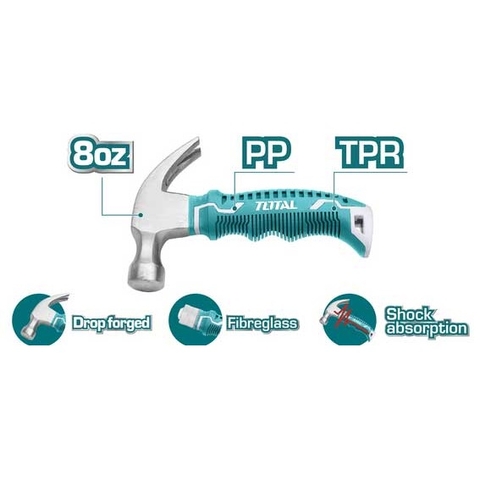 Búa nhổ đinh mini TOTAL THTM7386D trọng lượng 226g(8oz) chất liệu thép hợp kim cr-v