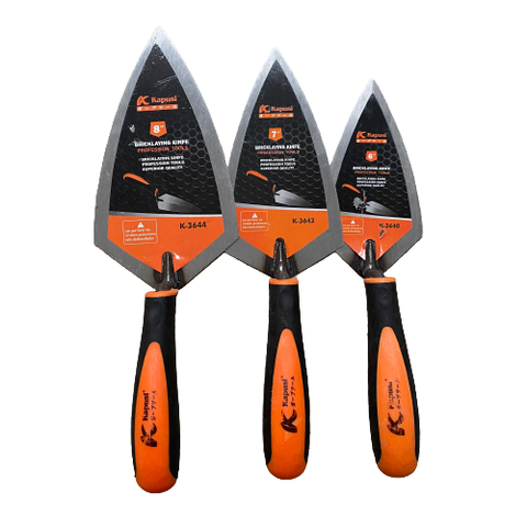 Bay lát gạch đầu nhọn K-3640, K-3642, K-3644 cỡ 6,7,8 inch Kapusi, tay cầm nhựa dùng làm phẳng bề mặt