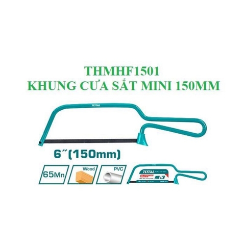 Khung cưa sắt mini TOTAL THMHF1501 chất liệu cao cấp cứng cáp tốt, lưỡi cưa 24 TPI