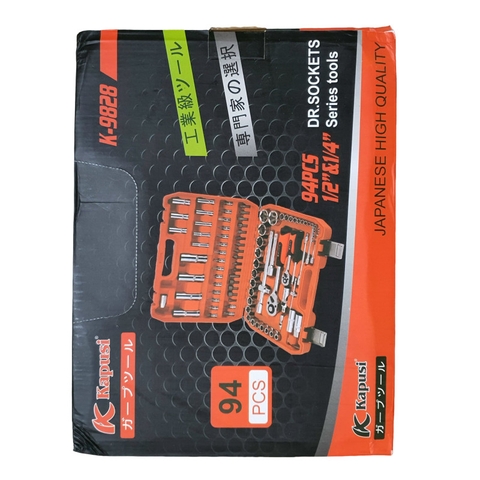 Bộ dụng cụ sửa chữa 94 chi tiết hãng KAPUSI K-9828 hệ 1/2 và 1/4 inch, thép Cr-v