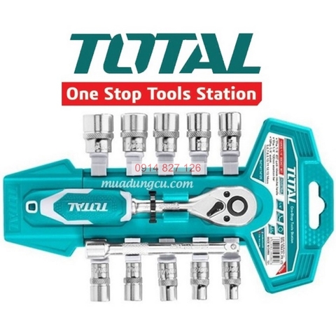Bộ cần siết 2 chiều kèm 12 socket TOTAL THT14114126 1/4inch thép CrV chất lượng cao 50BV30