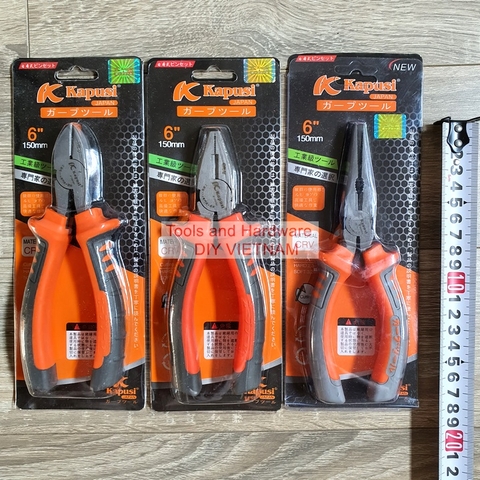 Bộ 3 Kìm điện, Kìm Cắt, Kìm nhọn hãng Kapusi K-8034, K-8041, K-8038 cao cấp cỡ 8 inch