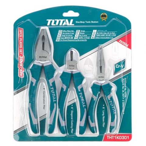 Bộ 3 kềm đa năng TOTAL THT1K0301 Kìm cắt kềm răng điện kềm mũi nhọn thép crv
