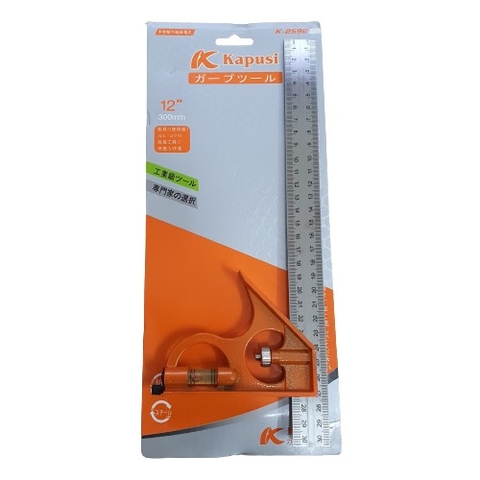 Thước ke góc đa năng có livo thuỷ KAPUSI K-2592, chiều dài 300mm