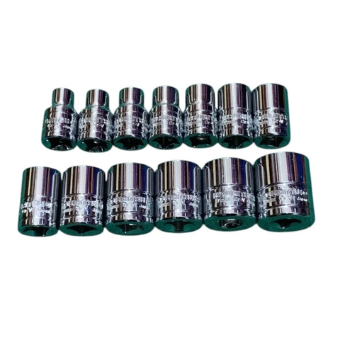 Đầu Tuýp Ngắn 3/8 KOURITSU Size 6-19mm Thân Thép CRV Siêu Cứng - Khẩu Lục Giác Mạ Crom Chống Rỉ Sét, BH 12 Tháng