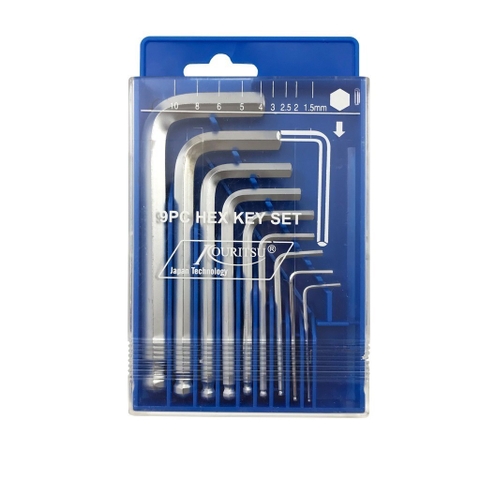 Bộ Lục Giác Bi Ngắn 9 Cây KOURITSU T04405 Từ 1.5-10mm Thép Cr-V- Hộp Khóa Lục Giác Cầm Tay Bảo Hành 12 Tháng