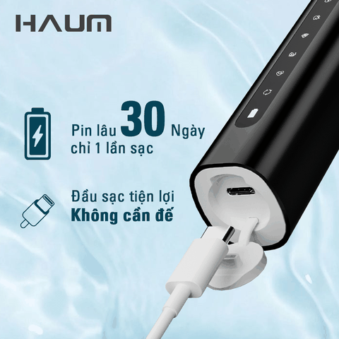 Bàn chải điện sóng âm Haum H356 - Màu trắng