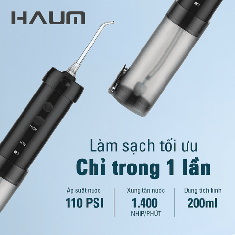 Tăm nước sóng âm HAUM HF10 Mini - Màu xanh