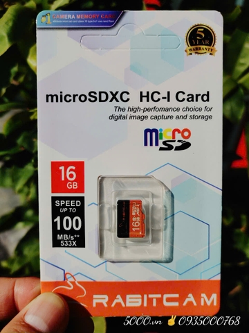 Thẻ nhớ RABIT 16GB 100Mbps ✌ Hộp 70c | Bảo Hành 5 Năm 1 đổi 1 tức thì ( Lưu trữ trung bình 2.25 ngày )