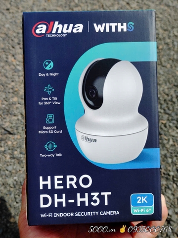 Wifi Dahua H3T 3MP - Xoay 360 trong nhà, Đàm thoại 2 chiều , ban đềm hồng ngoại, không cổng LAN