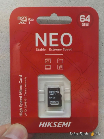 Thẻ nhớ HIK SEMI 64GB NEO C1 Đỏ 92Mbps ✌ Bảo Hành 7 Năm ( Tại 5K đổi tức thì | Tại Hãng thì 10-15 ngày )