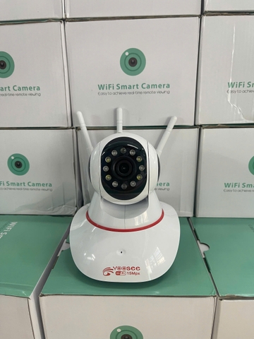 Camera Wifi YS-00 trong nhà, cổng sạc Micro-USB 5V, Có màu ban đêm, Xoay 360 độ , Đàm thoại, Báo động siêu to, kết nối WIFI - Không có cổng LAN ( Thường gọi Ba Râu | 3 Râu | Logo 15MP)