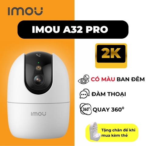 IMOU A32 PRO 2K 3MP *mới* - Sóng 5.0Ghz | Cổng LAN 1GB | Ban đêm có màu | Nén H.265 | Nhận thẻ 512GB | Góc siêu rộng hơn | Loa siêu to hơn | Nhận diện Human tốt hơn